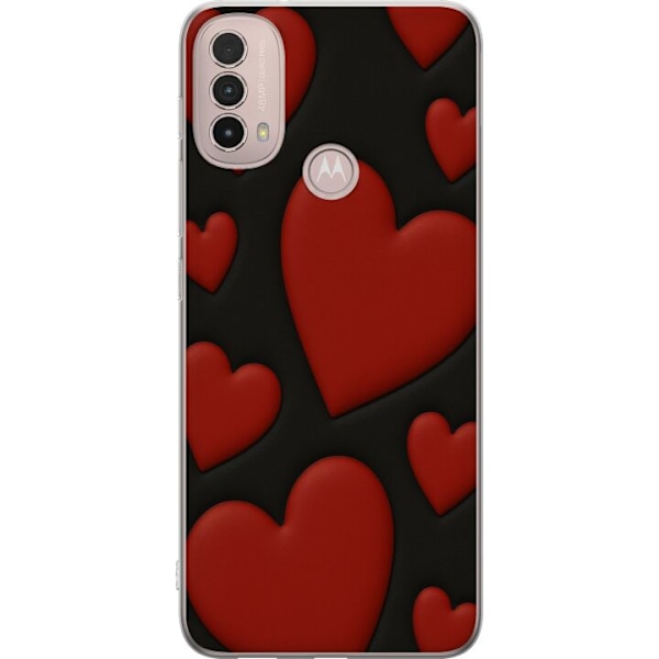 Motorola Moto E40 Läpinäkyvä kuori Punaiset Samettisydämet