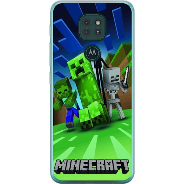Motorola Moto G9 Play Läpinäkyvä kuori Minecraft Creeper mobilskal i klassisk grön pixelstil