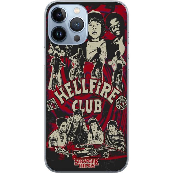 Kompatibelt Mobildeksel til Apple iPhone 13 Pro Max Hellfire Club-collage med Stranger Things-karakterer og sykler