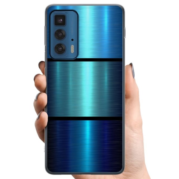 Motorola Edge 20 Pro TPU Mobildeksel Blå Metalliske Striper