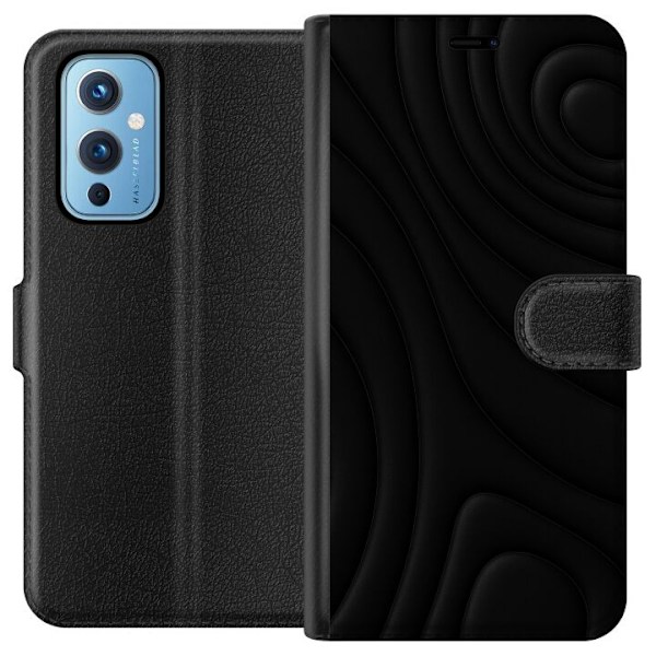 OnePlus 9 Lommeboketui Svarte Bølger