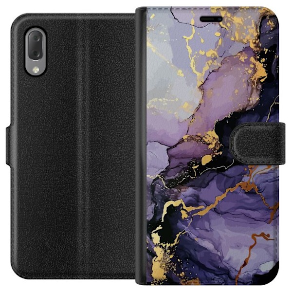 Sony Xperia L3 Tegnebogsetui Lilla Marmor