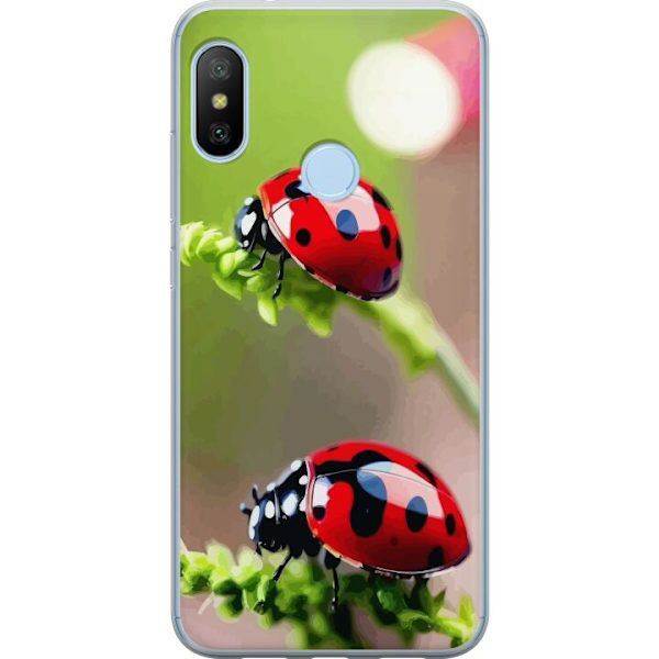 Xiaomi Mi A2 Lite Gennemsigtig cover Ladybug Insekt Held Symbol Naturlig Motiv Populær Grafisk Motiv Dekoration Sommer Tur