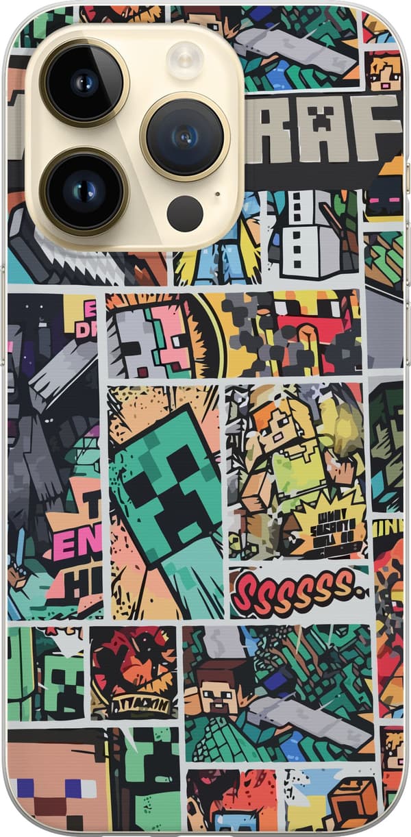 Kompatibelt Mobilskal till Apple iPhone 15 Pro Minecraft Art