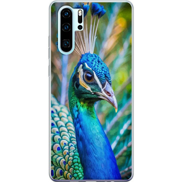Huawei P30 Pro Läpinäkyvä kuori Pavun Sulat Värikäs Design Lintuaihe Eksoottinen Graafinen Suunnittelu Luonto Ylellinen Koristelu