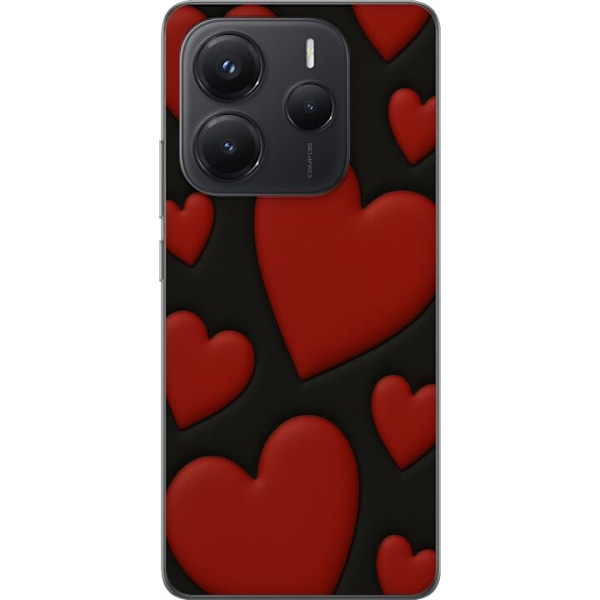 Xiaomi Redmi Note 14 Genomskinligt Skal Red Velvet Hearts