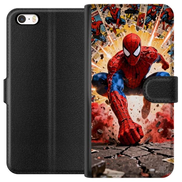 Kompatibelt Plånboksfodral till Apple iPhone SE (2016) Spider Man action