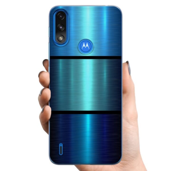 Motorola Moto E7 Power TPU Mobildeksel Blå Metalliske Striper