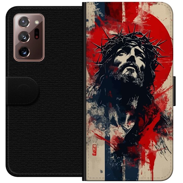 Samsung Galaxy Note20 Ultra Lompakkokotelo Jeesus ristillä - kristillinen aihe vahvalla symboliikalla uskosta ja toivosta