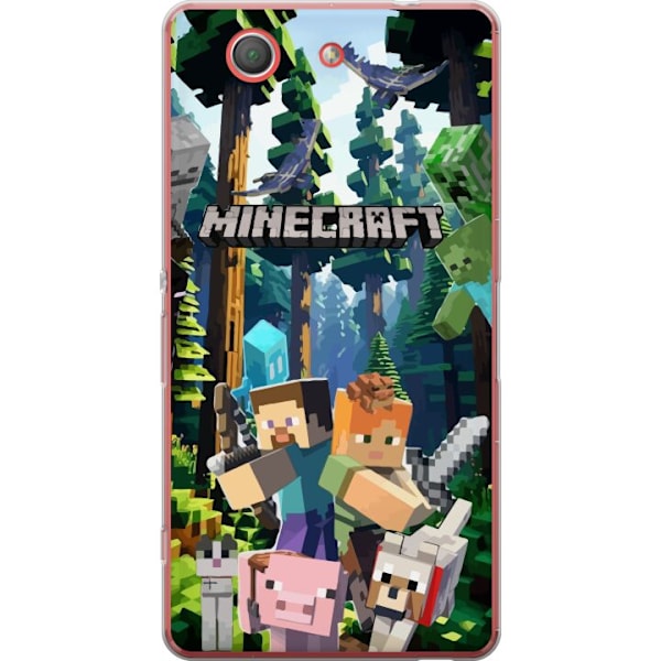 Sony Xperia Z3 Compact Läpinäkyvä kuori Minecraft-matkapuhelinkotelo metsällä ja pikselityylisillä hahmoilla