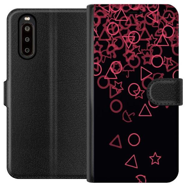 Sony Xperia 10 II Tegnebogsetui Squid Game Ikoner Serie Design Populært TV Spil Ikoner Grafisk Motiv Asiatisk Trend Dramaserie
