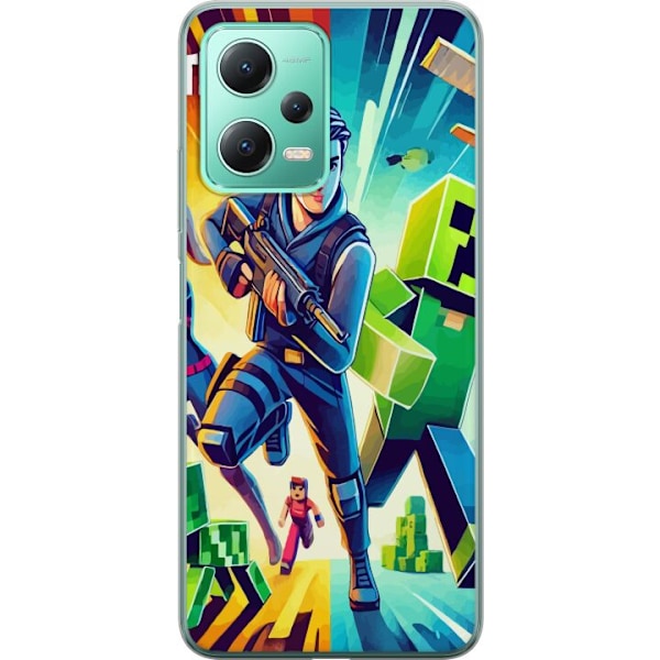 Xiaomi Redmi Note 12 Genomskinligt Skal Fortnite vs Minecraft