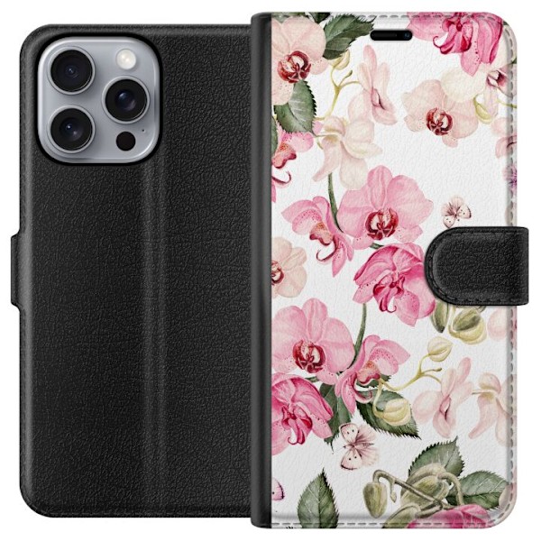 Apple iPhone 16 Pro Max Tegnebogsetui Rosa blomster