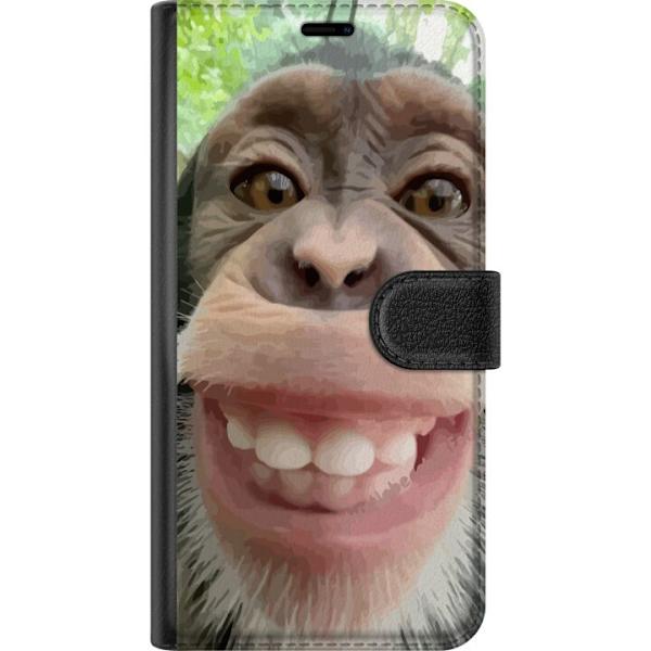 OnePlus 8 Pro Tegnebogsetui Chimp Selfie Rolig Grafisk Design Abe Dyremotiv Trendy Sjovt Motiv Populært Urban Kunst Stil