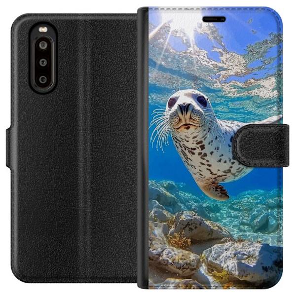 Sony Xperia 10 II Tegnebogsetui Salg Hav Svømning Dyremotiv Natur Vandmotiv Blåt Design Marin Tema Populært Motiv Dyreliv
