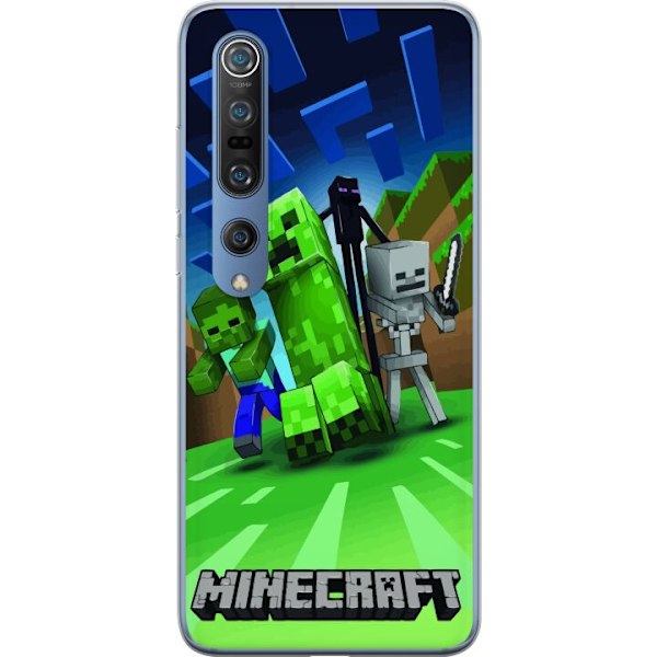 Xiaomi Mi 10 Pro 5G Gennemsigtig cover Minecraft Creeper mobilskal i klassisk grön pixelstil
