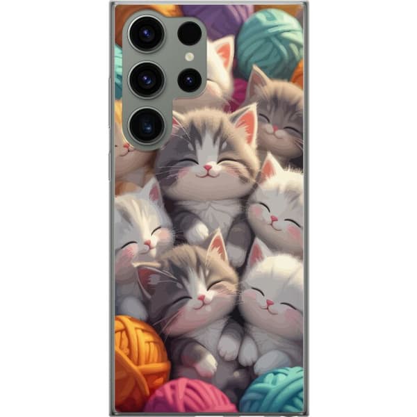 Kompatibelt Mobildeksel til Samsung Galaxy S23 Ultra Sovande kattungar beige
