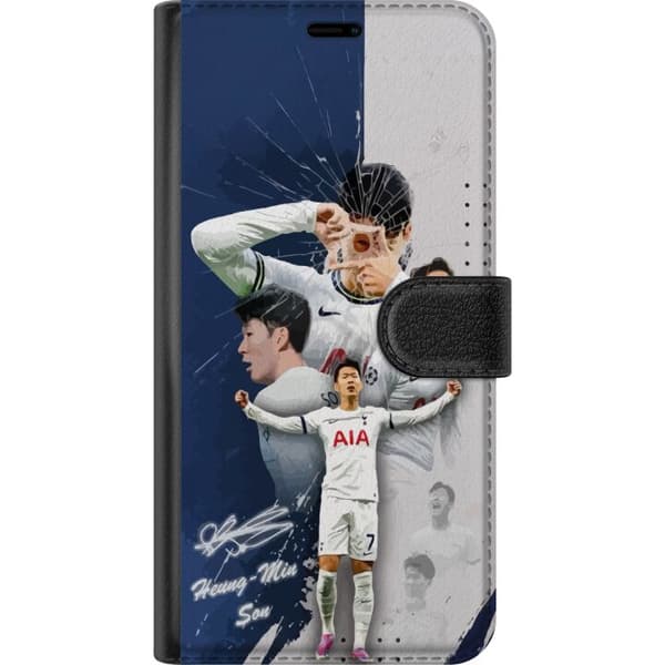 Kompatibel Tegnebogsetui til Google Pixel 9 Pro Son Heung-min med målgest - fodboldcollage i blåt og hvidt blå