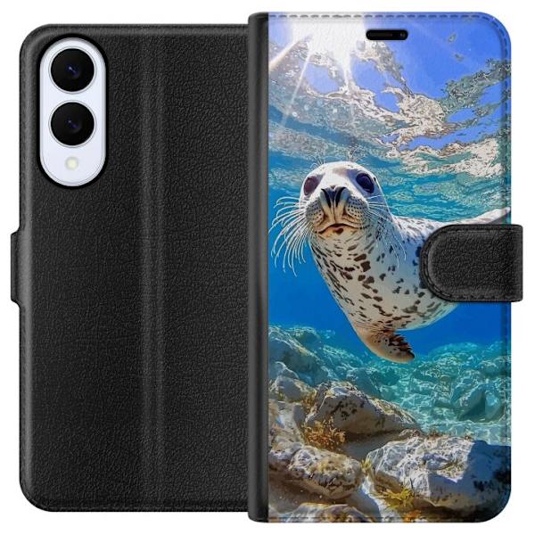 Samsung Galaxy S25 Edge Tegnebogsetui Salg Hav Svømning Dyremotiv Natur Vandmotiv Blåt Design Marin Tema Populært Motiv Dyreliv