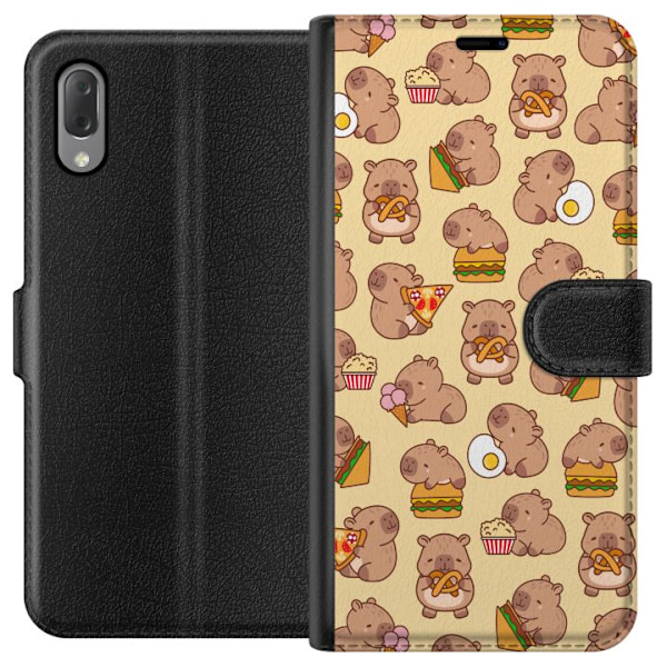Sony Xperia L3 Tegnebogsetui Kawaii capybara mobilcover med flere søde figurer