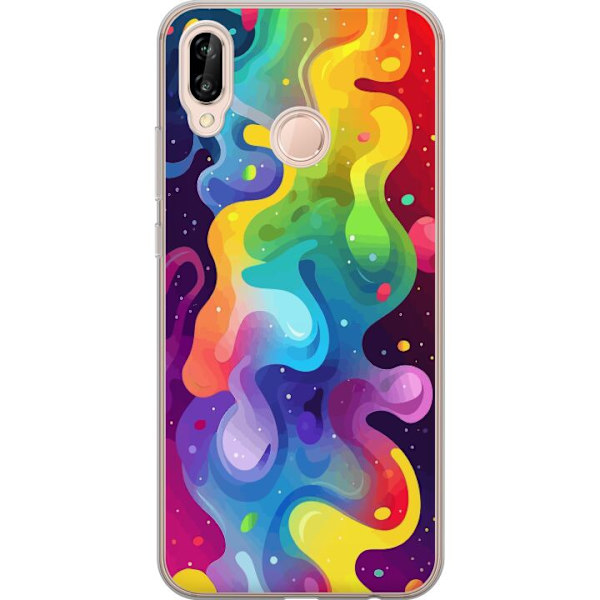 Huawei P20 lite Genomskinligt Skal Color Splash Abstrakt Konst Design Färgstarkt Mönster Modern Populär Väggkonst Grafiskt Trend