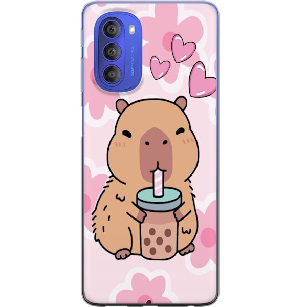 Motorola Moto G51 5G Genomskinligt Skal Kawaii Capybara Hjärt