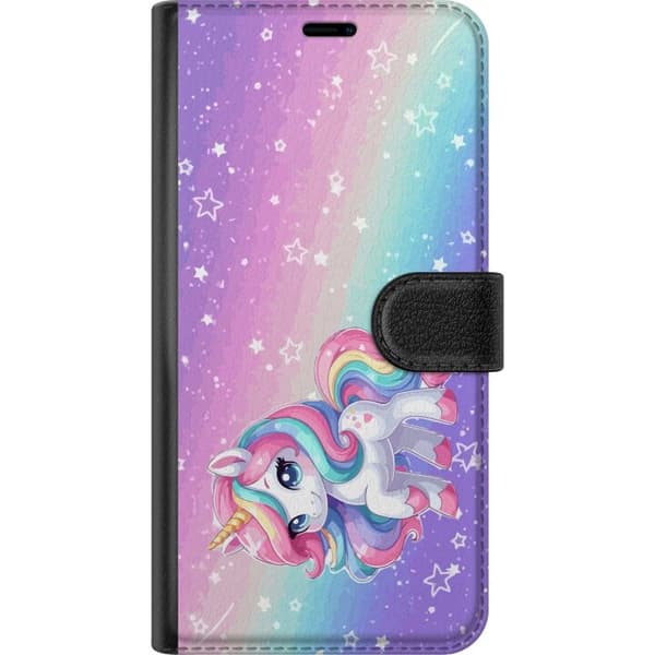Kompatibel Tegnebogsetui til Apple iPhone 12 Stitch i polaroidrammer med blå pastelfarver og søde udtryk i en collage med hjerter