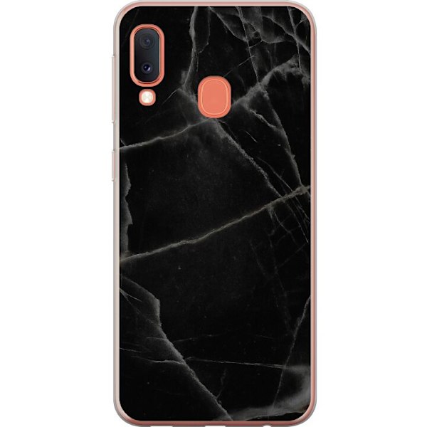Samsung Galaxy A20e Gennemsigtig cover Sort marmor