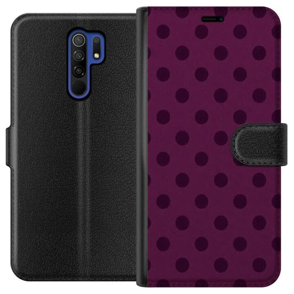 Kompatibelt Plånboksfodral till Xiaomi Redmi 9 Plum Pop Dots lila