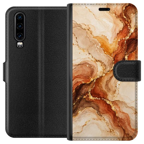 Kompatibelt Plånboksfodral till Huawei P30 Höstagat beige
