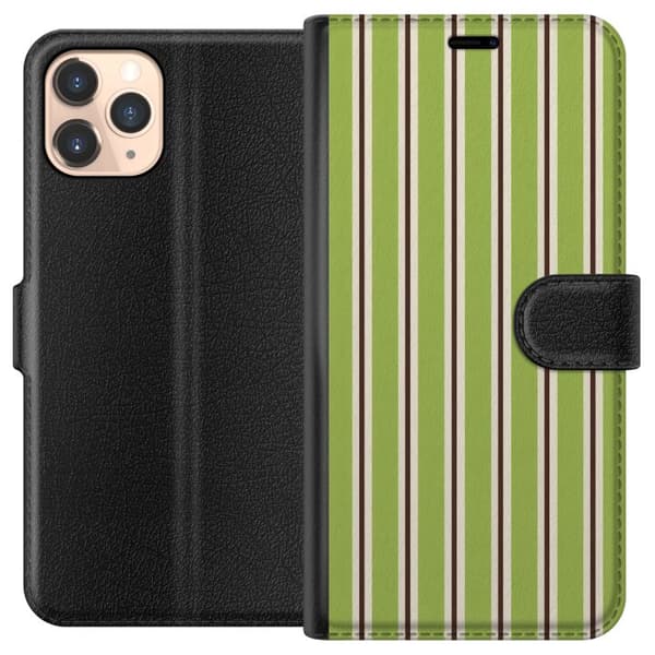 Kompatibelt Lommeboketui til Apple iPhone 11 Pro Matcha Stripe grønn