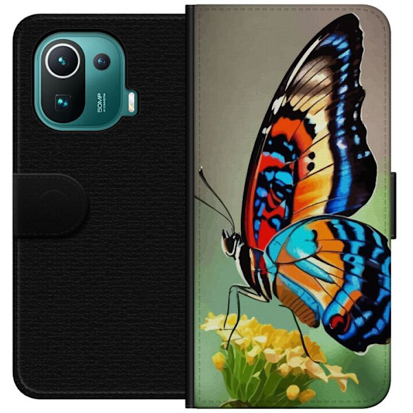 Xiaomi Mi 11 Pro Plånboksfodral Fjäril Natur Sommar Motiv Vingar Färgstark Design Populär Dekor Grafiskt Exotiskt Tema