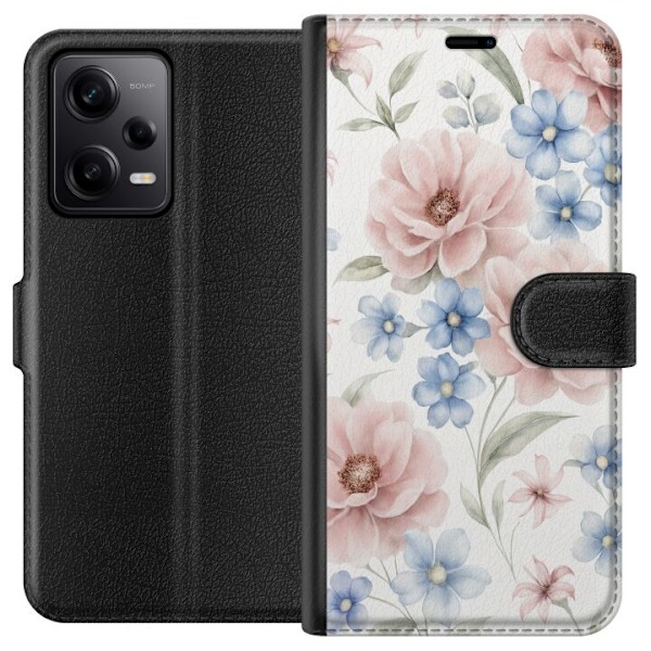 Xiaomi Redmi Note 12 Pro Tegnebogsetui Romantiske blomster