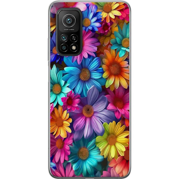 Xiaomi Mi 10T Pro 5G Genomskinligt Skal Gerbera Blommor Färgglad Dekor Blommotiv Populärt Heminredning Färg Rik Väggkonst Design