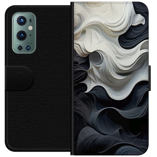 Kompatibelt Plånboksfodral till OnePlus 9 Pro Silke Svart / Vitt