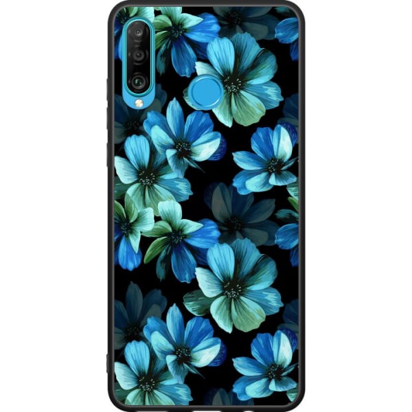 Huawei P30 lite Svart deksel Blomster