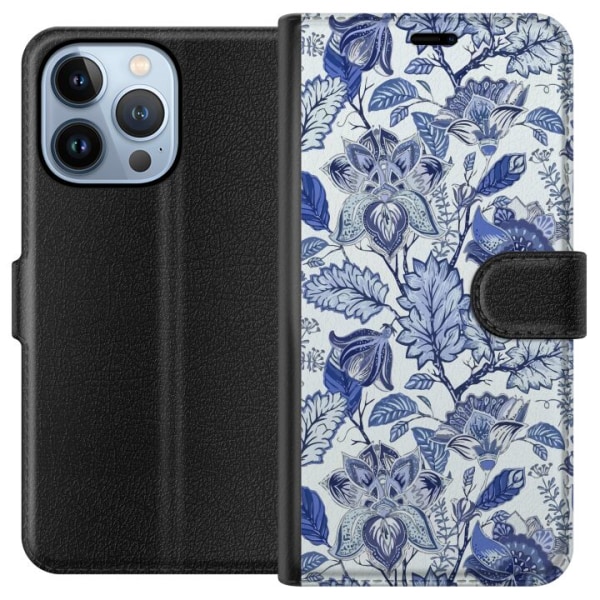 Apple iPhone 13 Pro Plånboksfodral Blommor Blå...