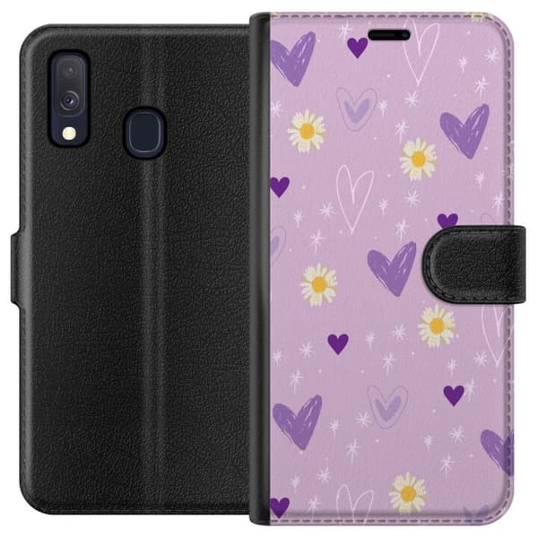 Kompatibel Tegnebogsetui til Samsung Galaxy A40 Blomster