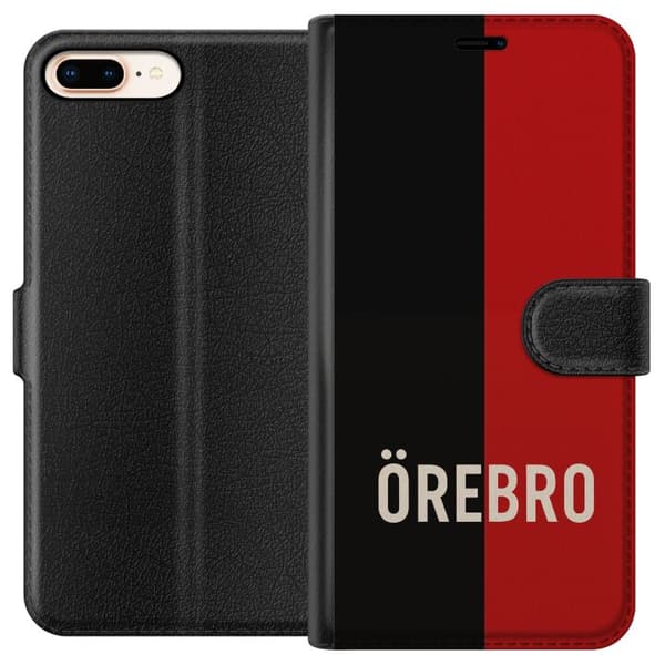 Kompatibel Tegnebogsetui til Apple iPhone 8 Plus Sort og rød bytekst med minimalistisk og moderne design sort