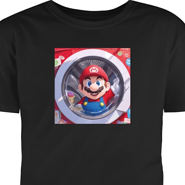 Børne T-shirt | Behagelig T-shirt til Børn Mario sort 7-8 År