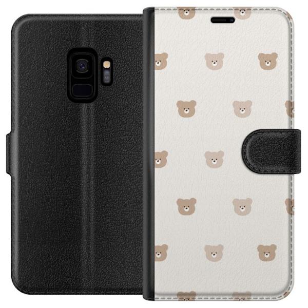 Samsung Galaxy S9 Tegnebogsetui Teddybaggrund - søde teddybjørne mod en blød baggrund