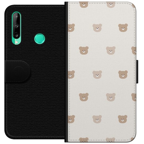 Huawei P40 lite E Tegnebogsetui Teddybaggrund - søde teddybjørne mod en blød baggrund