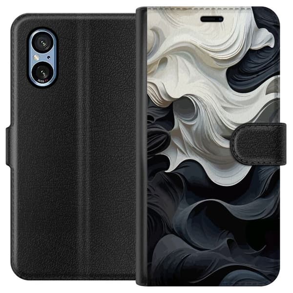 Kompatibel Tegnebogsetui til Sony Xperia 10 VI Silke Sort/Hvid