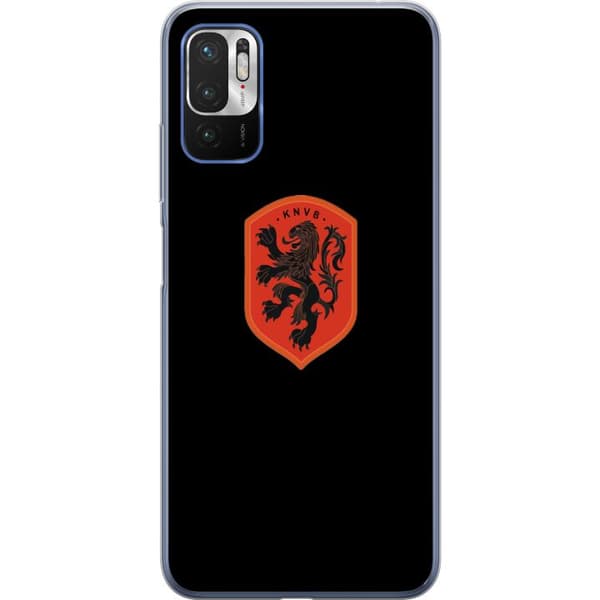 Kompatibel Mobilcover til Xiaomi Redmi Note 10 5G Orange skjold med sort heraldisk løve mod sort baggrund sort