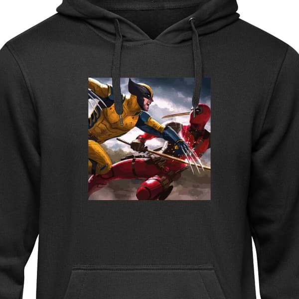Børne Hoodie Sort 7-8 År Wolverine Deadpool sort 7-8 År