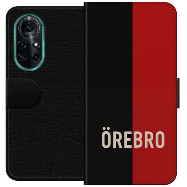 Kompatibel Tegnebogsetui til Huawei nova 8 Pro Sort og rød bytekst med minimalistisk og moderne design sort
