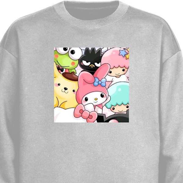 Sweatshirt til Voksne | Klassisk Collegebluse Kawaii Sanrio Cr grå XL