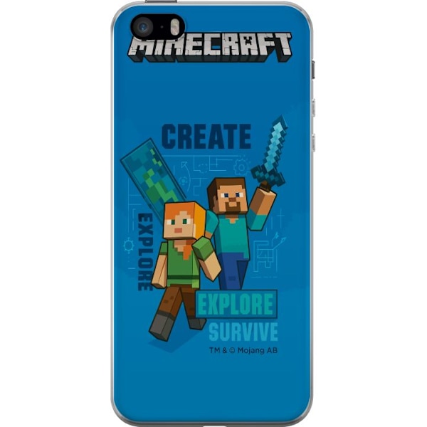 Apple iPhone SE (2016) Läpinäkyvä kuori Minecraft Luolastot