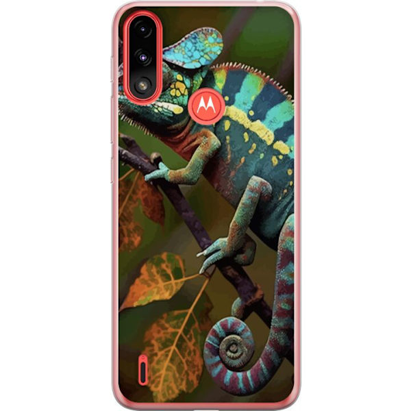Motorola Moto E7 Power Gennemsigtig cover Edderkop Grafisk Streetwear Design Dyremønster Moderne Bylivsstil Populært Motiv Kreativ Kunst Trend
