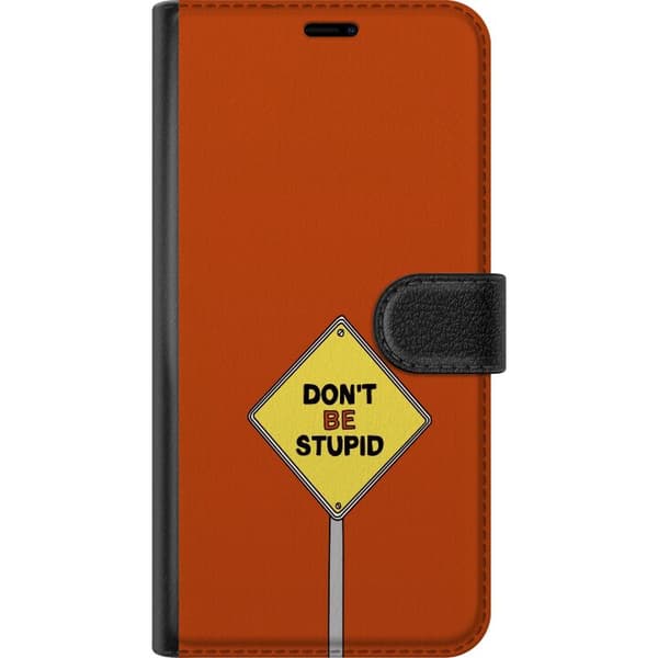 Kompatibel Tegnebogsetui til Apple iPhone XS Varningsskylt med humoristisk text orange